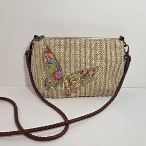 Sakroots Floral Butterfly Woven Crossbody Bag
